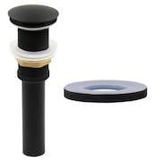 NOVATTO Pop-up Drain less overflow with Mounting Ring, Matte Black PUD-MB-MR